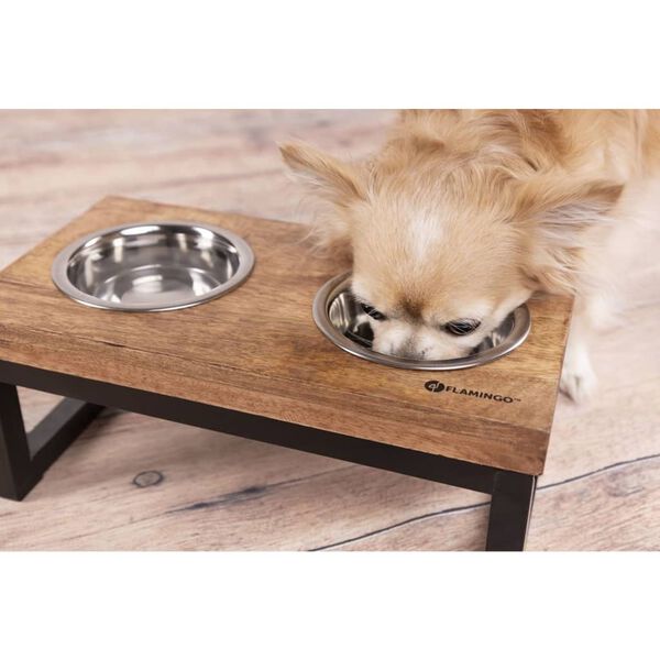 FLAMINGO dobbelt fodersk&aring;l med stativ til hunde Tommy 2x800 ml