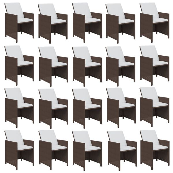 vidaXL spisebordss&aelig;t til haven med hynder 21 dele polyrattan brun