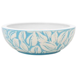 vidaXL h&aring;ndvask til bordplade &Phi;41x14 cm rund keramik hvid og bl&aring;