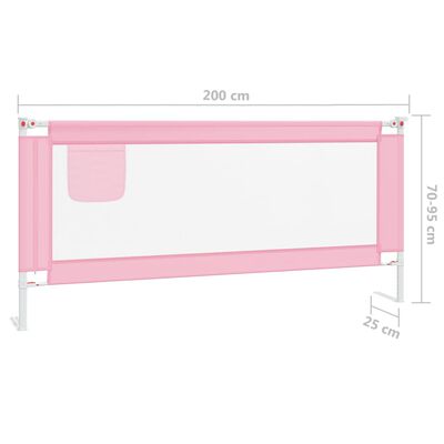 vidaXL sengegest til børneseng 200x25 cm stof pink