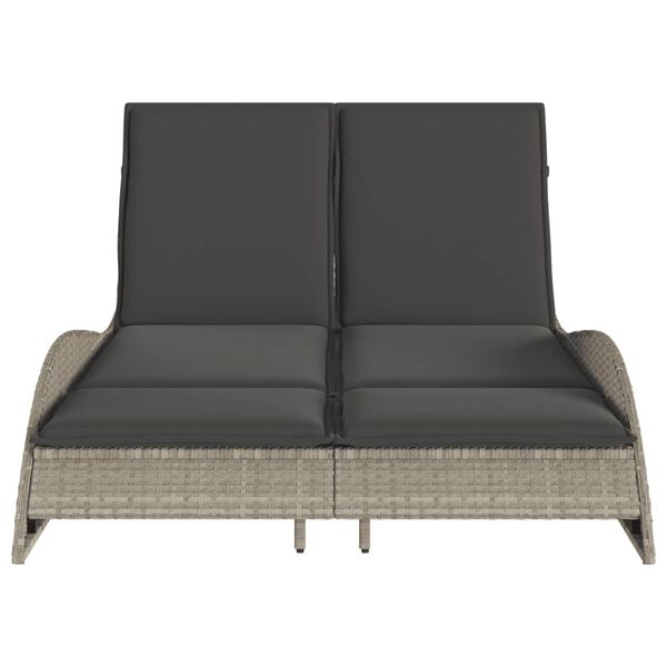 vidaXL liggestol med hynde 114x205x73 cm polyrattan lysegrå