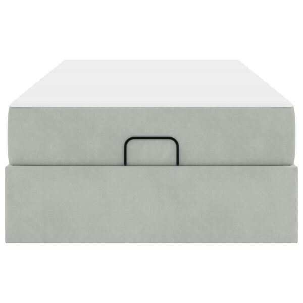 vidaXL Sengestel med madras med opbevaring Lysegr&aring; 90 x 190 cm Fl&oslash;jl