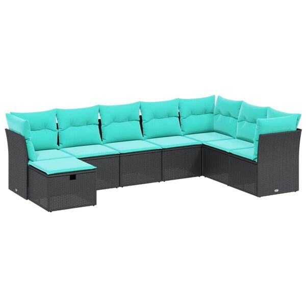 vidaXL sofasæt til haven 8 dele med hynder polyrattan brun