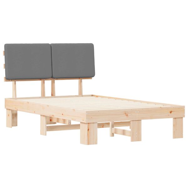 vidaXL Sengestel med Polstret Hovedgavl Lysegr&aring; 120 x 200 cm