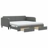 vidaXL daybed med udtr&aelig;k og skuffer 100x200 cm stof m&oslash;rkegr&aring;