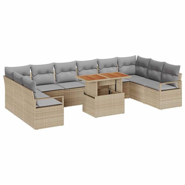 vidaXL Havesofa S&aelig;t med opbevaring 11 pcs Beige Poly rattan
