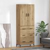 vidaXL Highboard Artisan Egetr&aelig; 69,5 x 34 x 180 cm Konstrueret tr&aelig;
