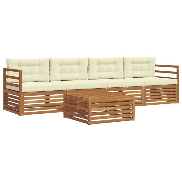 vidaXL Udend&oslash;rs sofagruppe med pude 5 pcs Naturlig og Fl&oslash;de