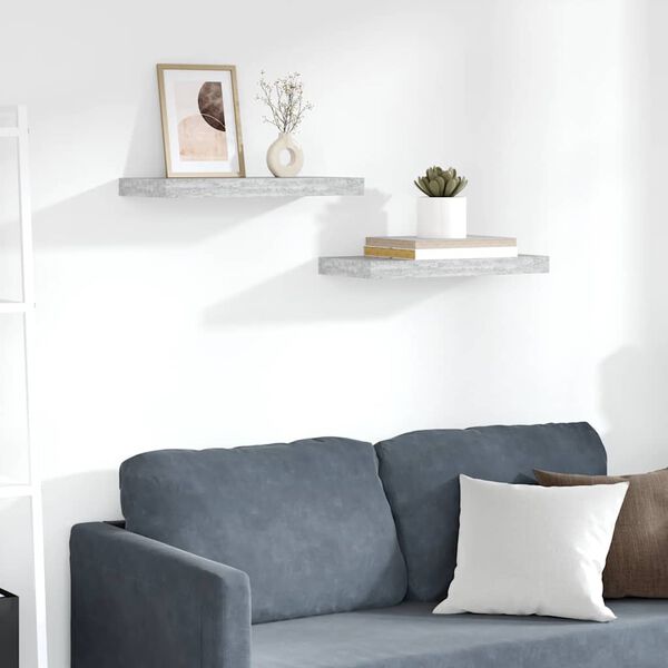 vidaXL v&aelig;ghylder 2 stk. 50x23x3,8 cm MDF betongr&aring;