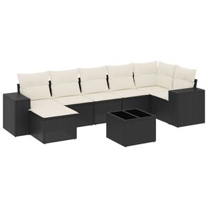 vidaXL sofas&aelig;t til haven 8 dele med hynder polyrattan sort