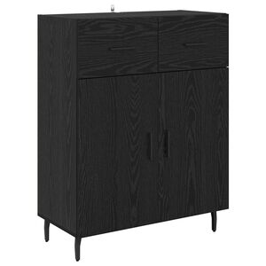 vidaXL Sideboard med skuffe Sort eg 69,5 x 34 x 90 cm Konstrueret tr&aelig;