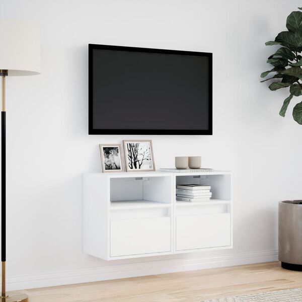 vidaXL v&aelig;gh&aelig;ngte tv-borde 2 stk. med LED-lys 41x31x45 cm hvid