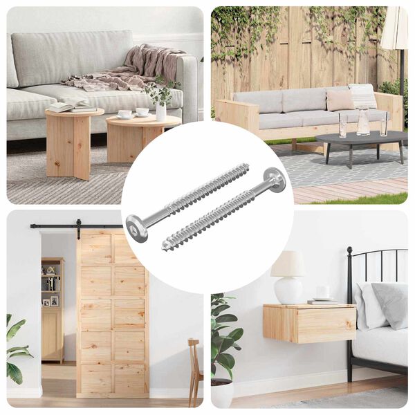 vidaXL Tr&aelig;skruer 2 pcs S&oslash;lv M6 x 70 mm St&aring;l