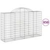vidaXL buede gabionkurve 50 stk. 200x50x120/140 cm galvaniseret jern