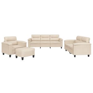 vidaXL sofas&aelig;t 4 dele med hynder mikrofiberstof beige