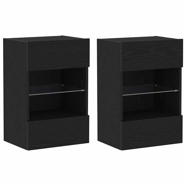 vidaXL TV-skab 2 pcs Sort 40 x 30 x 60.5 cm Konstrueret træ
