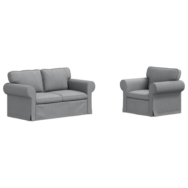 vidaXL Sofa 2 pcs Lysegr&aring; 155 x 82 x 80 cm Stof