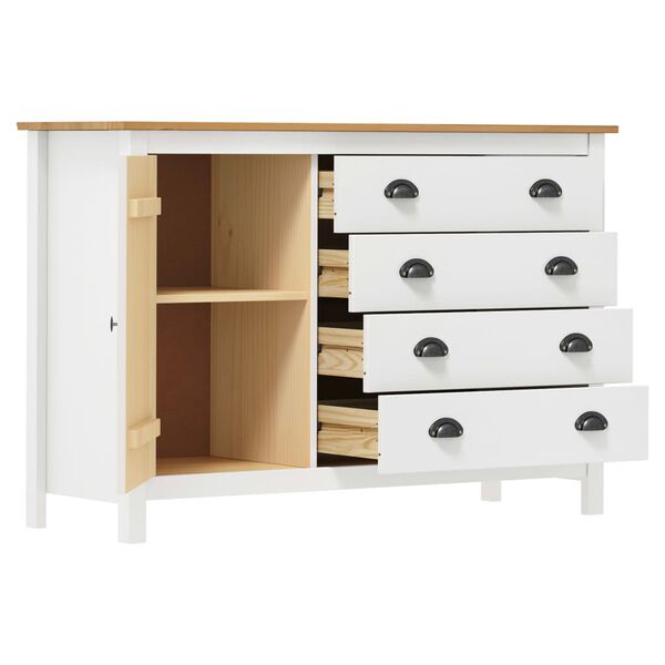 vidaXL sk&aelig;nk Hill 120x40x80 cm massivt fyrretr&aelig; hvid