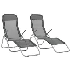 vidaXL foldbare liggestole 2 stk. textilene antracitgr&aring;