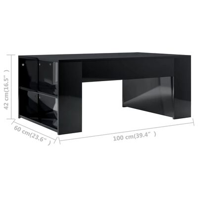 vidaXL sofabord 100x60x42 cm konstrueret træ sort højglans