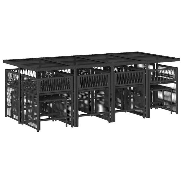 vidaXL spisebordss&aelig;t til haven 13 dele med hynder polyrattan sort