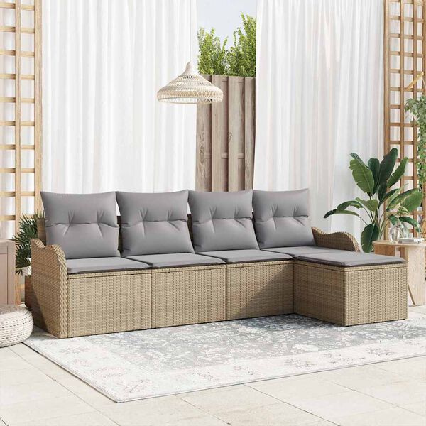 vidaXL Havesofa S&aelig;t 5 pcs Beige polyrattan