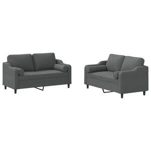 vidaXL sofas&aelig;t 2 dele med puder stof m&oslash;rkegr&aring;
