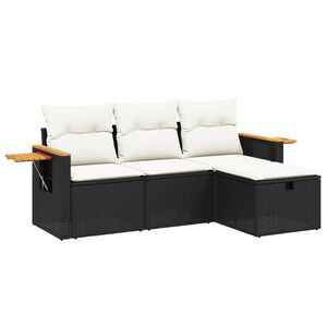 vidaXL sofas&aelig;t til haven 4 dele med hynder polyrattan sort