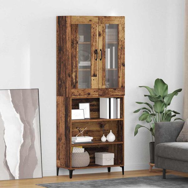 vidaXL Highboard Gammelt tr&aelig; 69,5 x 34 x 180 cm Konstrueret tr&aelig;