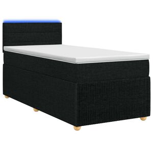 vidaXL Boxmadras med topmadras med hovedg&aelig;rde Sort 80 x 200 cm Stof