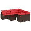 vidaXL Sofa S&aelig;t 9 stk. 8-Antal s&aelig;der Beige og R&oslash;d polyrattan
