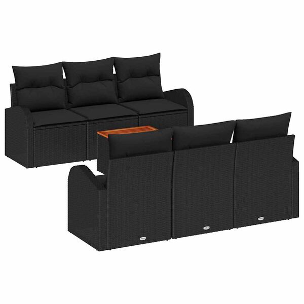vidaXL Havesofa S&aelig;t med opbevaring 7 pcs Sort polyrattan