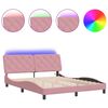 vidaXL sengeramme med LED uden madras 160x200 cm velour pink