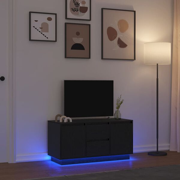 vidaXL tv-skab med LED-lys 100x41x50 cm sort-eg