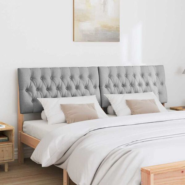 vidaXL Polstret sengegavl Lysegrå 180 cm Massiv fyrretræ