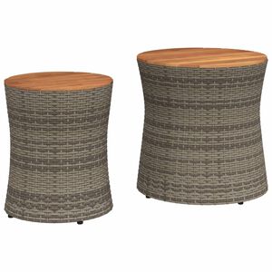 vidaXL haveborde 2 stk. med tr&aelig;plade polyrattan gr&aring;