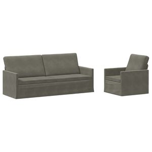 vidaXL Sofa S&aelig;t 2 pcs Lysegr&aring; Velourstof