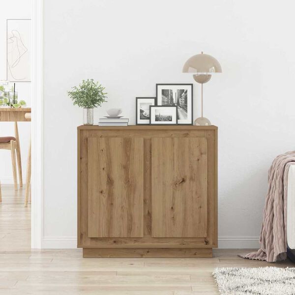 vidaXL Sideboard Artisan Egetræ 80 x 40 x 75 cm Konstrueret træ