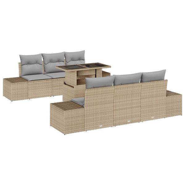 vidaXL Sofa Sæt med pude 7 pcs Beige og lys grå polyrattan