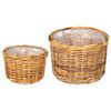 vidaXL Plantekurv med opbevaring 2 pcs Brun Kubu rattan