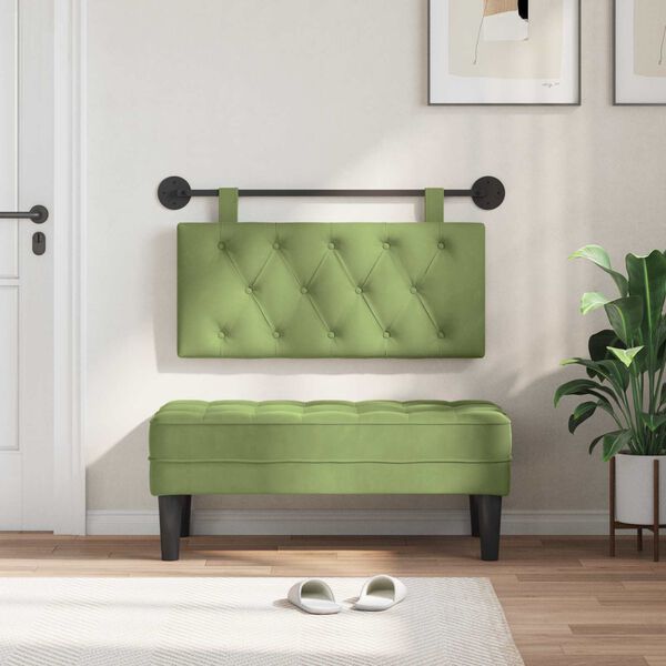 vidaXL H&aelig;ngende Hovedgavl V&aelig;gmonteret Lys gr&oslash;n 90 x 55 x 7 cm Fl&oslash;jl