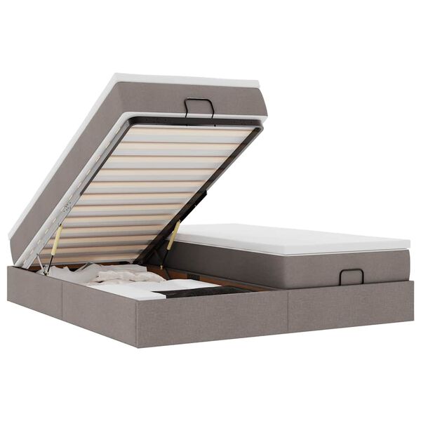 vidaXL osmannisk sengeramme med madrasser 160x200 cm stof gr&aring;brun