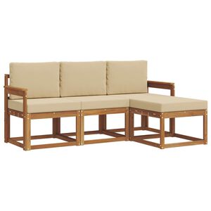 vidaXL Udend&oslash;rs sofagruppe med pude 4 pcs Naturlig og Beige