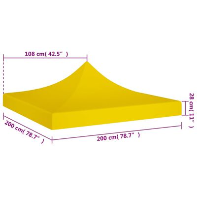 vidaXL tag til festtelt 2x2 m 270 g/m² gul