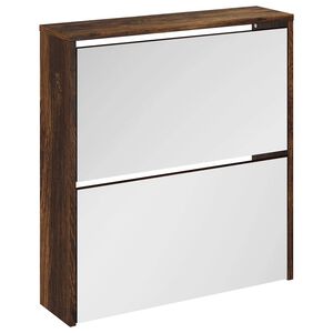 vidaXL skoskab med spejl 2 hylder 63x17x67 cm r&oslash;get egetr&aelig;