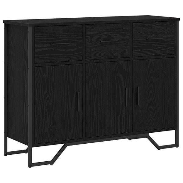 vidaXL Sideboard med skuffe Sort eg 97 x 32,5 x 74,5 cm