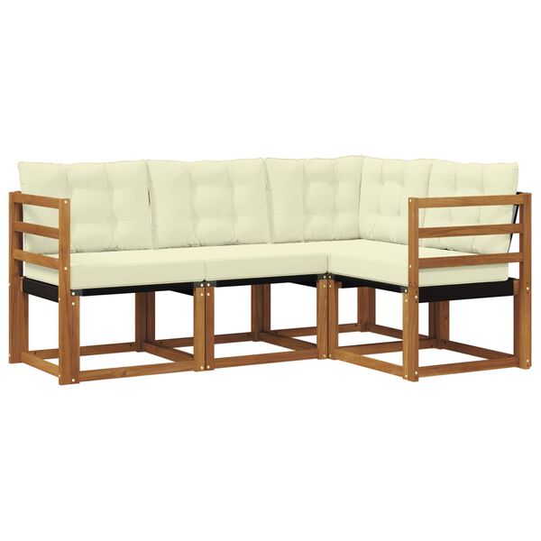 vidaXL Udend&oslash;rs sofagruppe med pude 4 pcs Naturlig og Fl&oslash;de