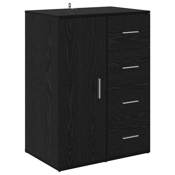 vidaXL Sideboard med skuffe Sort eg 59 x 39 x 80 cm Konstrueret tr&aelig;