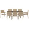 vidaXL Have Spisebordss&aelig;t 9 pcs Beige polyrattan