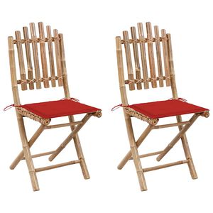 vidaXL foldbare havestole 2 stk. med hynder bambus